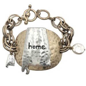 Alabama State Shape 2-Tone Toggle Bracelet